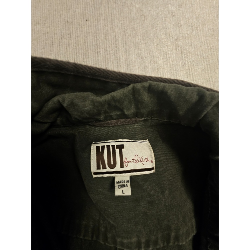 KUT from the Kloth Olive Green Cotton Utility Field Jacket KJ22402SF Large - Picture 3 of 7